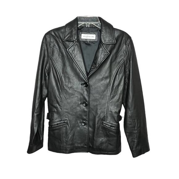 Jones New York Jackets & Blazers - Jones New York Black Structured Leather Coat Jacket